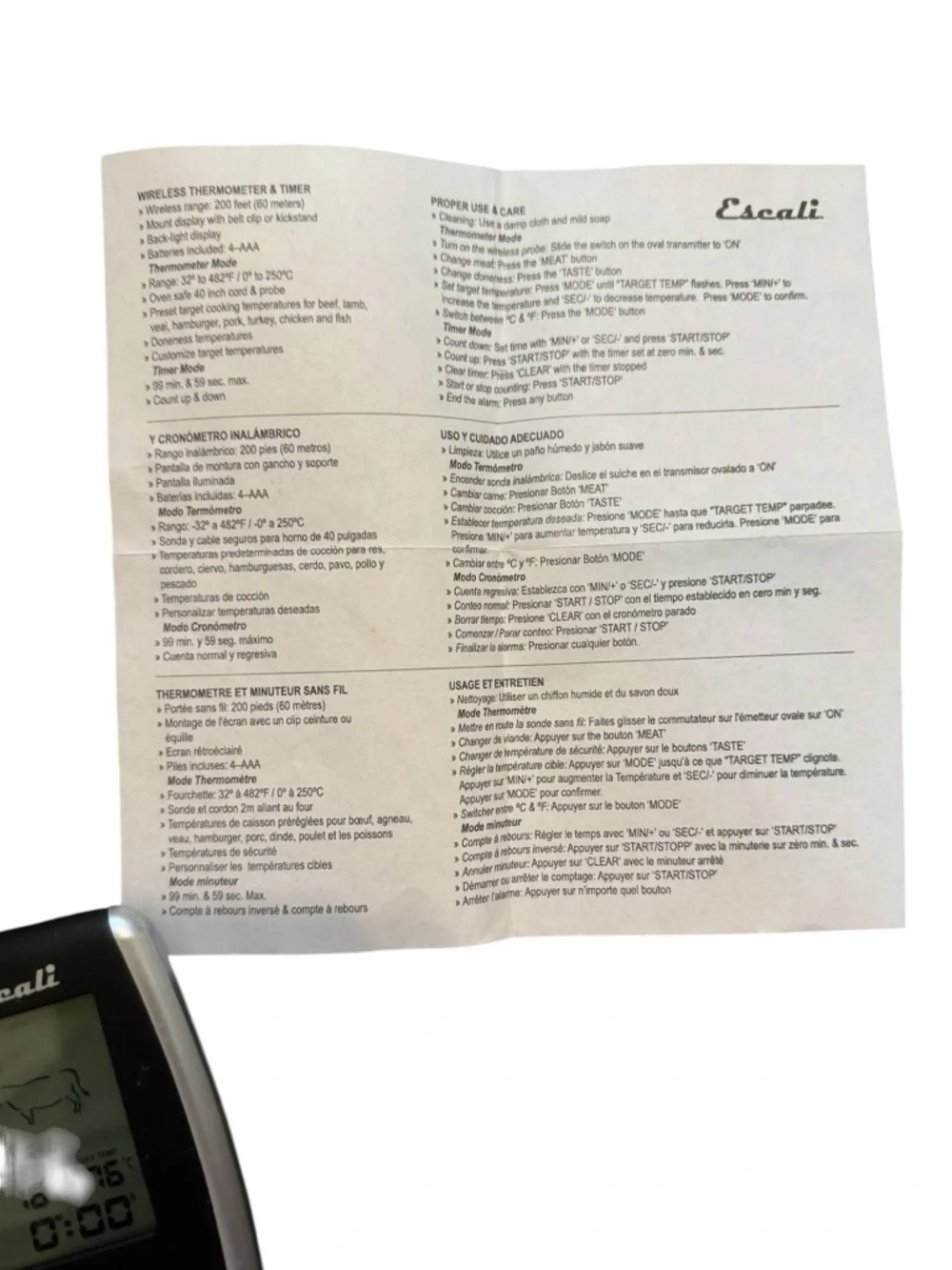 Escali wireless remote